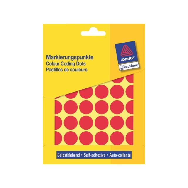 Etichete Avery Zweckform 3374, buline rosii, diametru 18mm - pachet mare