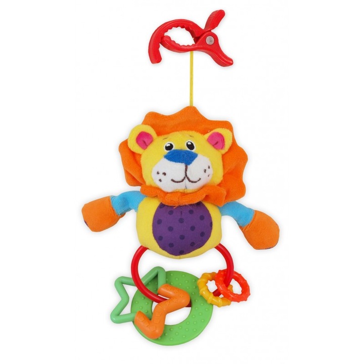 Baby Mix Plüss Csörgő, Oroszlán rágókával, 18 cm