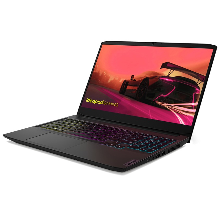 Lenovo Ideapad Gaming 3 15ACH6 15,6" FullHD laptop, AMD® Ryzen™ 7 5800H, 8GB, 512GB SSD, GeForce® GTX 1650 4GB, FreeDOS, Magyar billentyűzet, Fekete