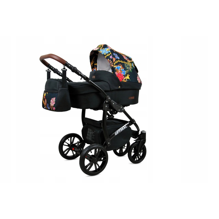 Бебешка количка BabyLUX, COLORLUX BLACK, 3в1, Черен