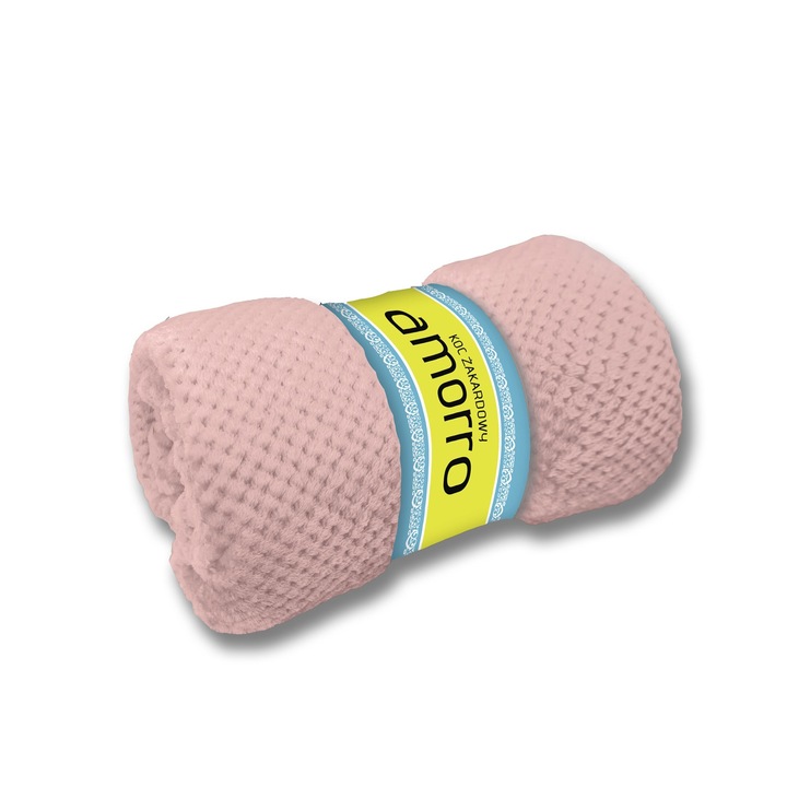 Patura pat, Jacquard Amorro, Poliester, 200 x 220 cm, Roz