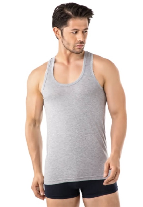 Комплект от 6 броя мъжки потници, VIVALDI, памук, Сив