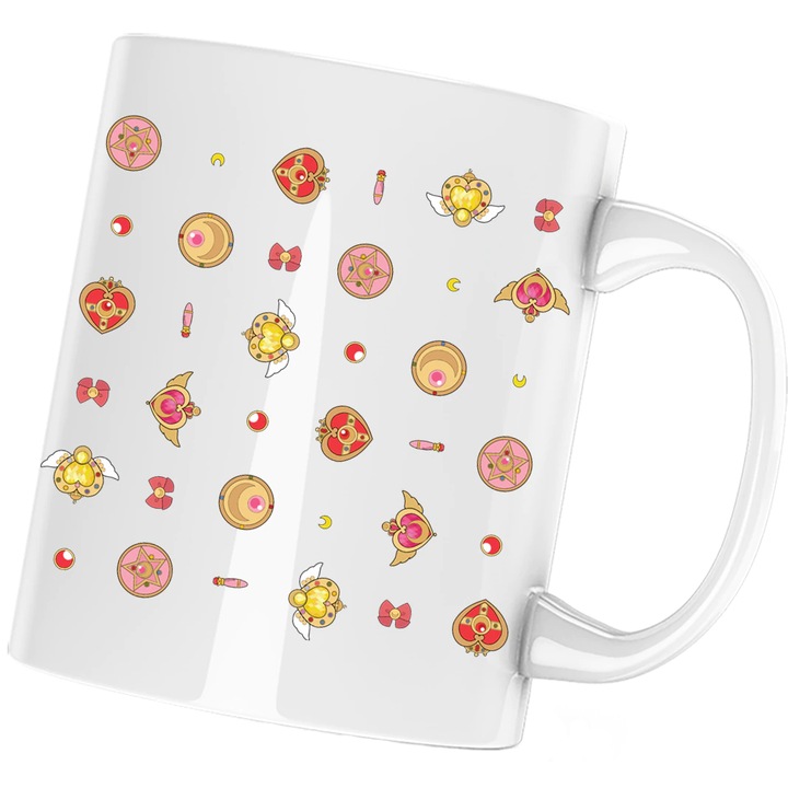 Cana personalizata ceramica alba "Sailor Moon Diademe Insigne" , 330 ml