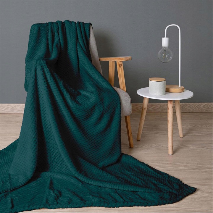 Patura pat, Jacquard Amorro, Poliester, 150 x 200 cm, Verde smarald