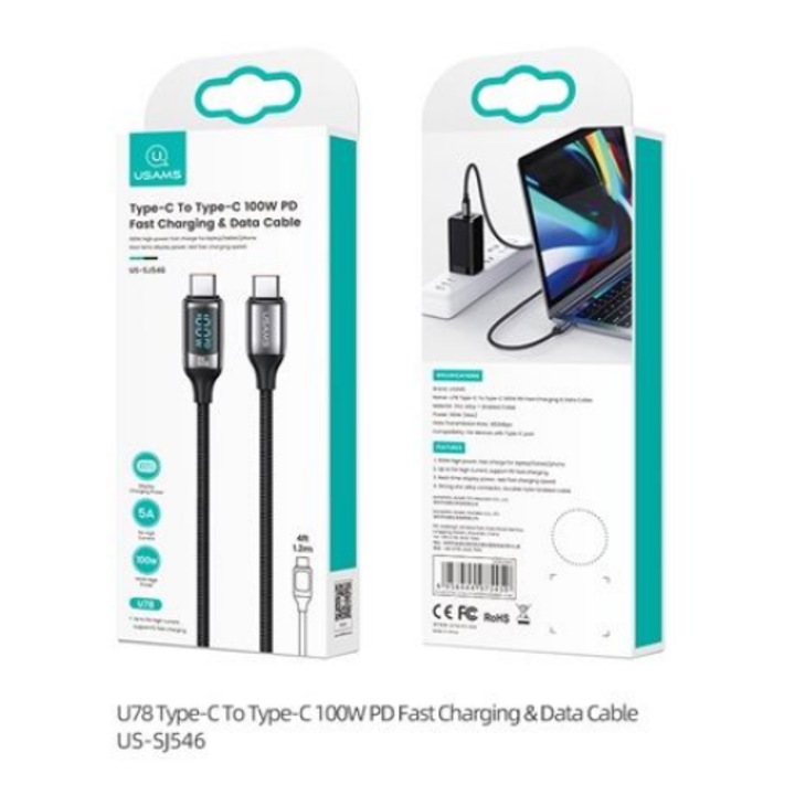 USAMS PD adatkábel Type-C - Type-C (SJ546USB01) (SJ546USB01)