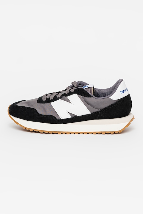 New Balance, Спортни обувки 237 с велур и кожа, Черен/Сив