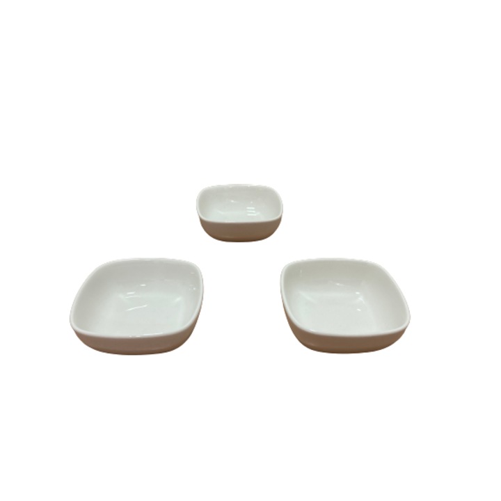 Set trei boluri servire salata/sosuri/snacks Excellent Houseware, portelan, 10x4 cm, alb