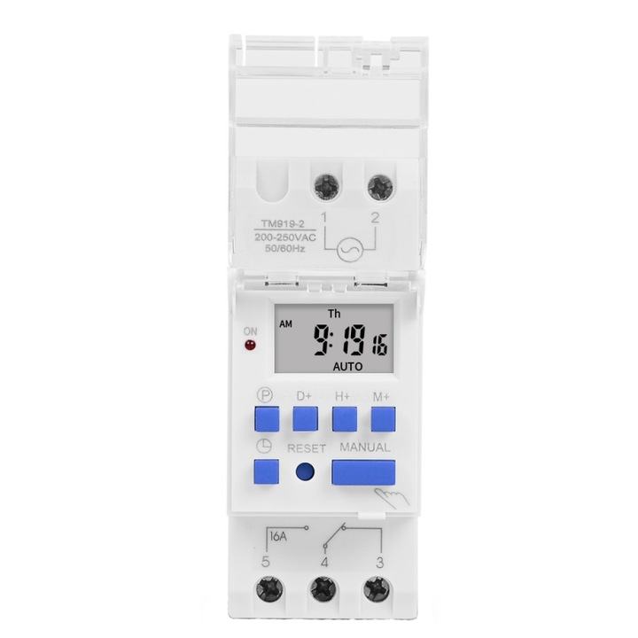 Automata digitális elektromos biztosíték, Sinotimer, időzítő, kapcsoló, programozható, 230V, 16A, TM919A-2-16A