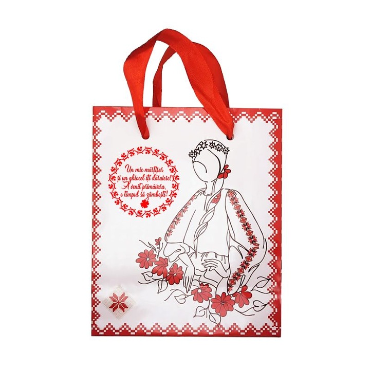 Punguta Cadou Doamna Primavara Poezia Zambetului, 12x14.5x6cm