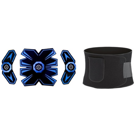 Centura smart fitness cu electrostimulare, reincarcare USB, centura fitness pentru slabit si modelarea taliei, neopren, buzunar pentru telefon, marimea L, abdomen, brate, fese, DBD097