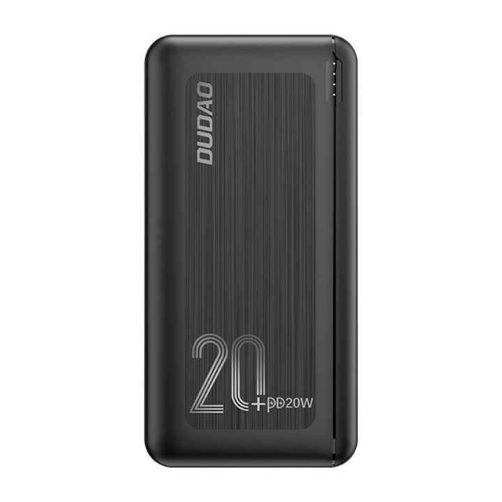 Dudao külső akkumulátor 20000 mAh tápellátás 20 W gyorstöltés 3.0 2x USB, USB Type C fekete