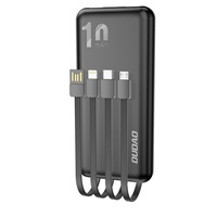 Acumulator extern Dudao, 10000mAh, 2xUSB, 1xUSB-C, 1xMicroUSB, Cablu USB, Lightning, USB-C si MicroUSB inclus, Negru