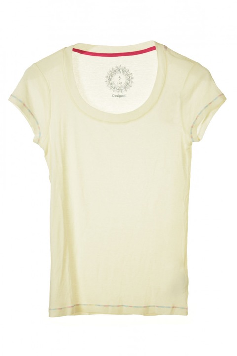 Tricou de damă Desigual Basic Petite alb murdar