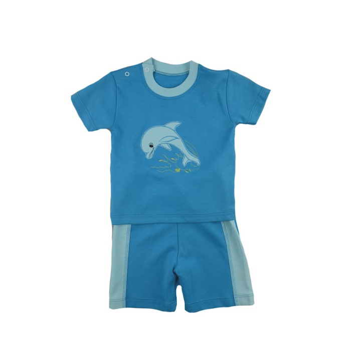 Compleu 2 piese de vara pentru baieti Mini Junior 6-32A-62-68 cm, Albastru 62-68 CM