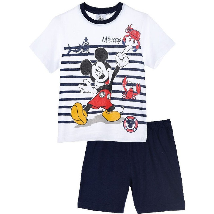 Пижама Mickey Mouse 9559, Къс ръкав, Бял/Тъмносин