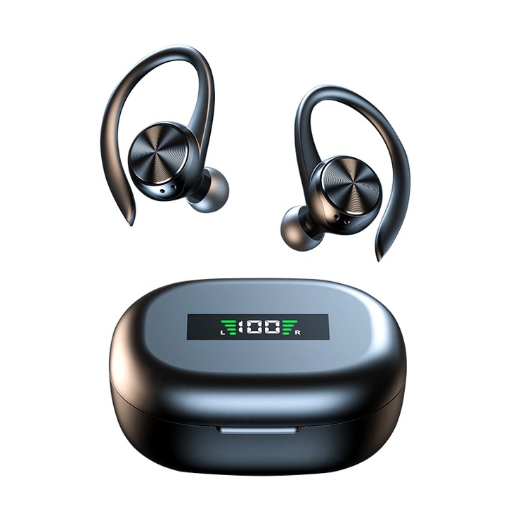 Vezeték nélküli fejhallgató Farrot R200 tws, bluetooth 5.0, Powerbank 500 mAH, sztereó, Zajcsökkentés, fül mögött, vezeték nélküli, Android / iOS, Fekete