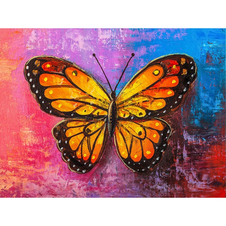 Kit pictura cu diamante 5D, Model fluture, 30x40 cm, Multicolor
