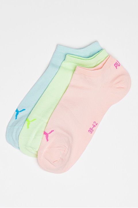 Puma, Унисекс чорапи до глезена - 3 чифта, Лавандула/Пастелнорозов/Лайм зелено