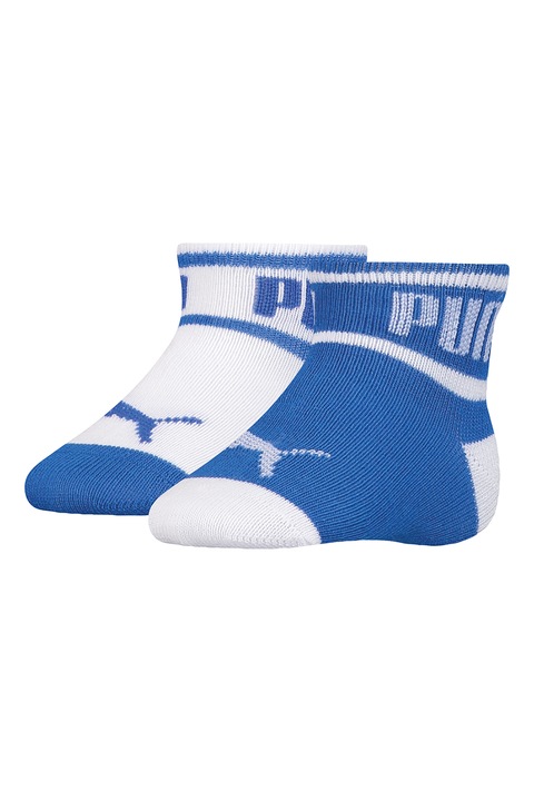 Puma, Дълги чорапи с дизайн с цветен блок - 2 чифта, Бял/Син, 15-18 EU
