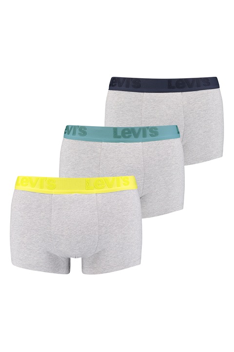 Levi's, Set de boxeri cu banda logo in talie - 3 perechi, Gri deschis melange