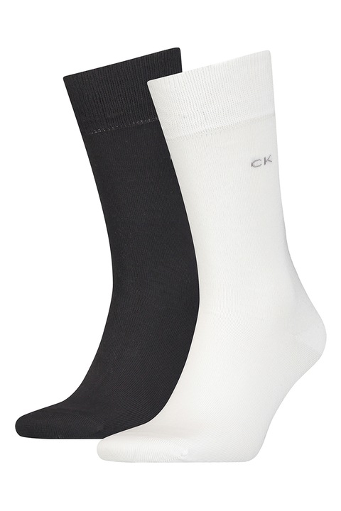CALVIN KLEIN, Set de sosete lungi - 2 perechi, Alb/Negru, 43-46