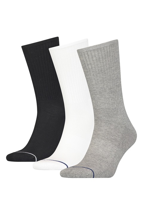 CALVIN KLEIN, Set de sosete lungi cu model logo - 3 perechi, Alb/Negru/Gri, One Size