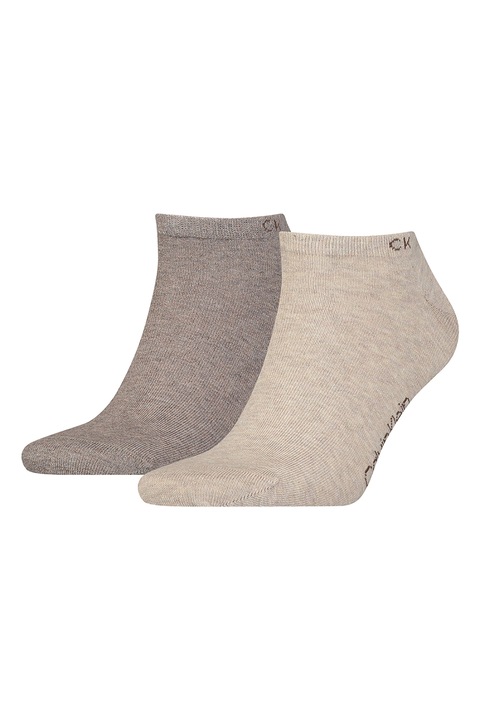 CALVIN KLEIN, Чорапи до глезена с памук - 2 чифта, Кафяв
