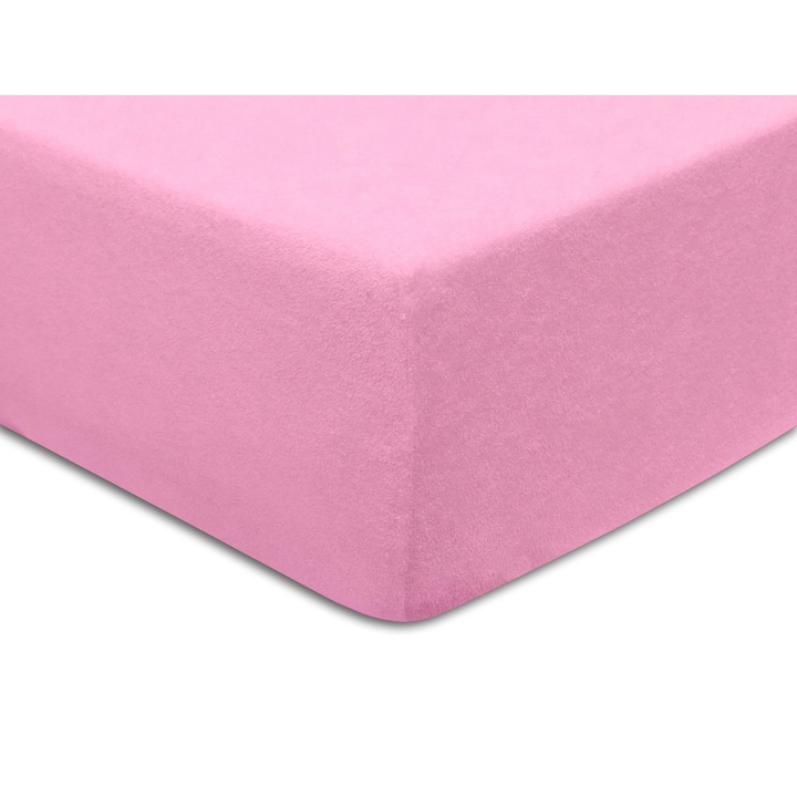 Darymex Terry 005 gumis lepedő, pamut / poliészter, 90 x 200 cm, elasztikus, rózsaszín