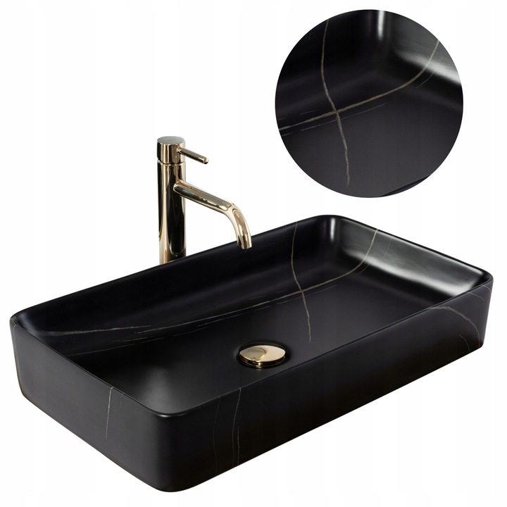 Lavoar pentru blat Rea Denis Black Stone Mat