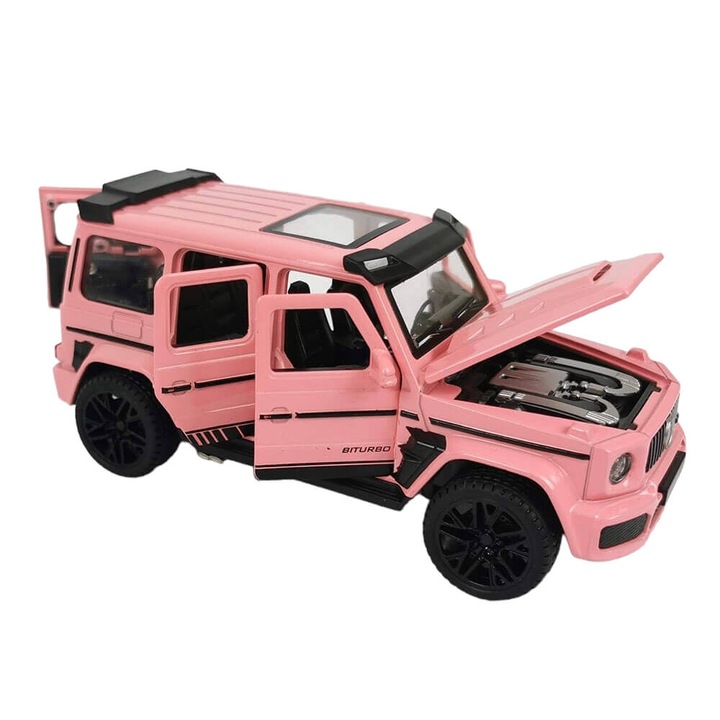Метален джип Mercedes G-class Brabus, със звук и светлини, розов