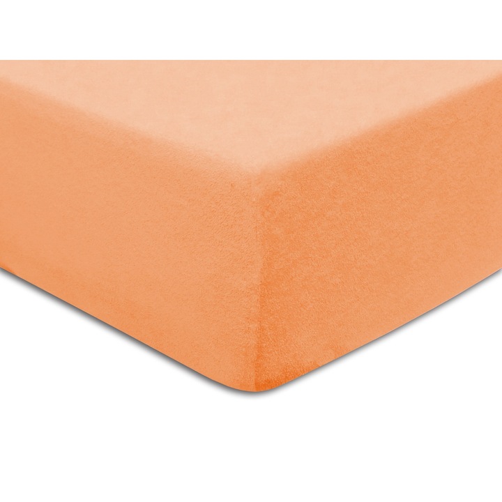 Cearceaf pat, Terry 003, Bumbac/Poliester, 140 x 200 cm, Cu elastic, Portocaliu