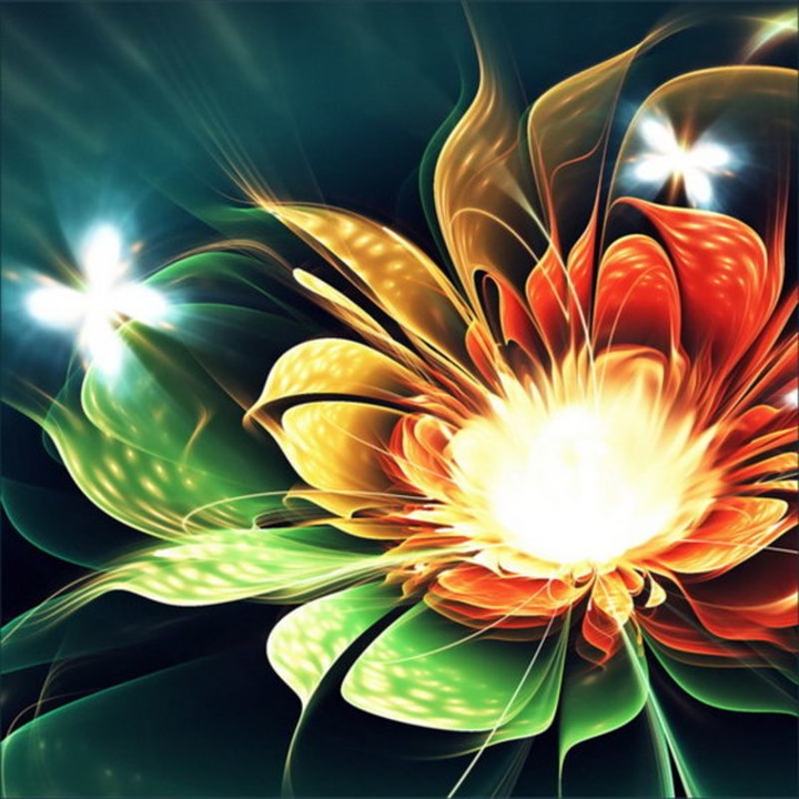 Kit broderie cu diamante 5D, Model - Lotus, 30x40 cm, Multicolor