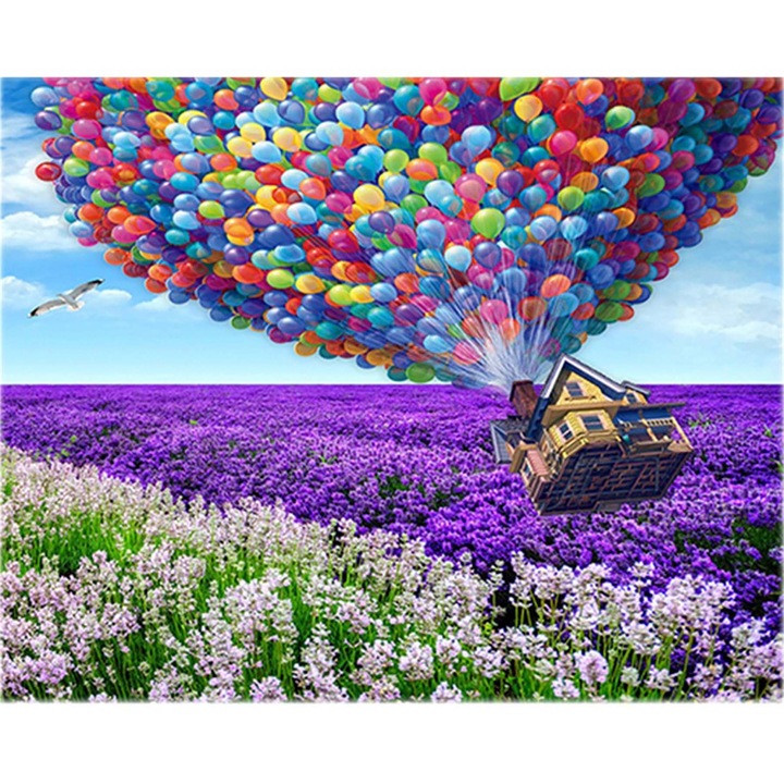 Kit broderie cu diamante 5D, Model - Peisaj, 30x40 cm, Multicolor