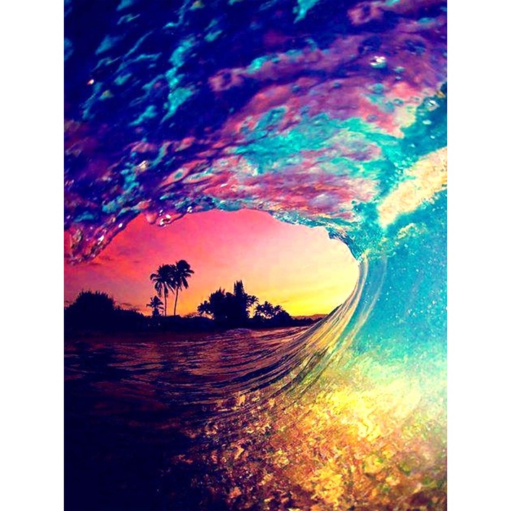 Kit pictura cu diamante 5D, Model Peisaj, 30 x 40cm, Multicolor