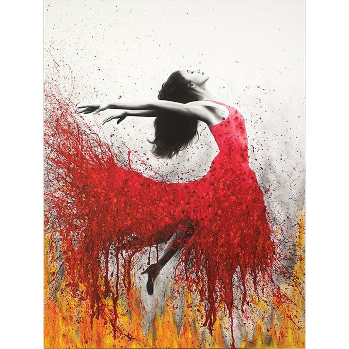 Kit pictura cu diamante 5D, Model Fata Dansatoare, 30 x 40cm, Multicolor