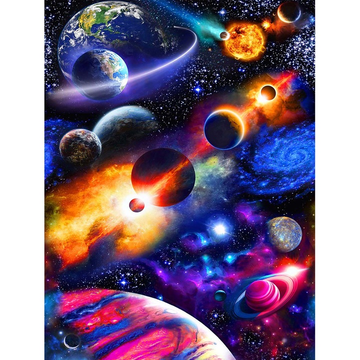 Kit pictura cu diamante 5D, Model Univers, 30 x 40cm, Multicolor