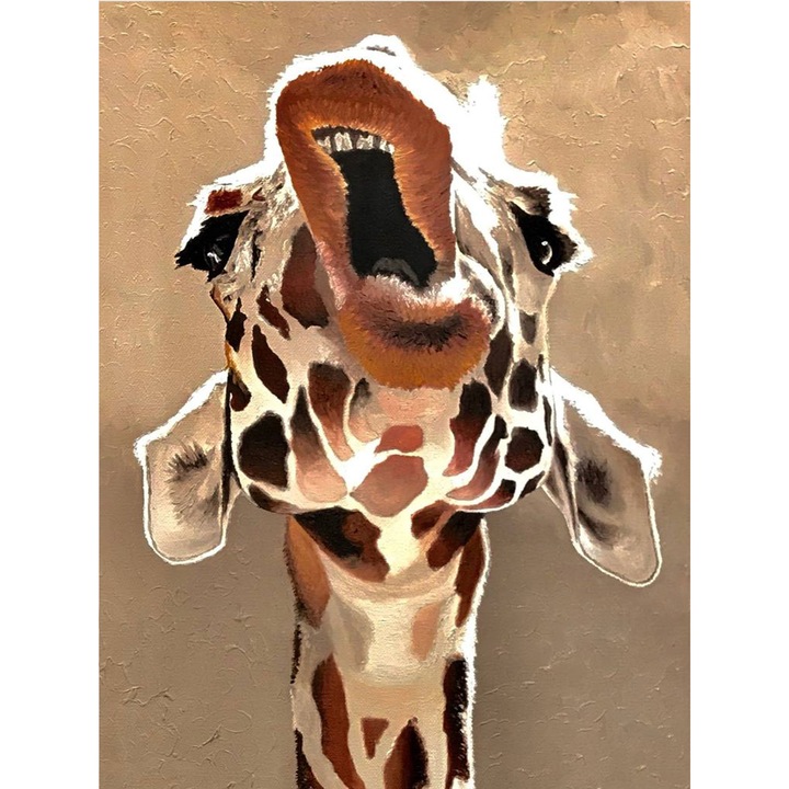 Kit broderie cu diamante 5D, Model - Girafa, 30x40 cm, Multicolor