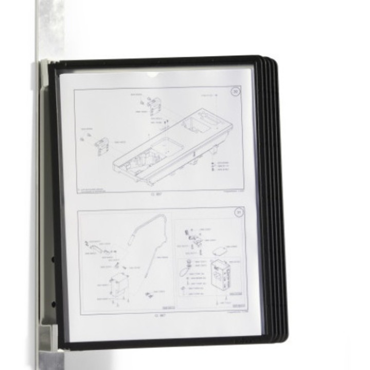 Bemutatótábla-tartó Durable Vario, fekete, mágneses rögzítéssel, 5 db panellel
