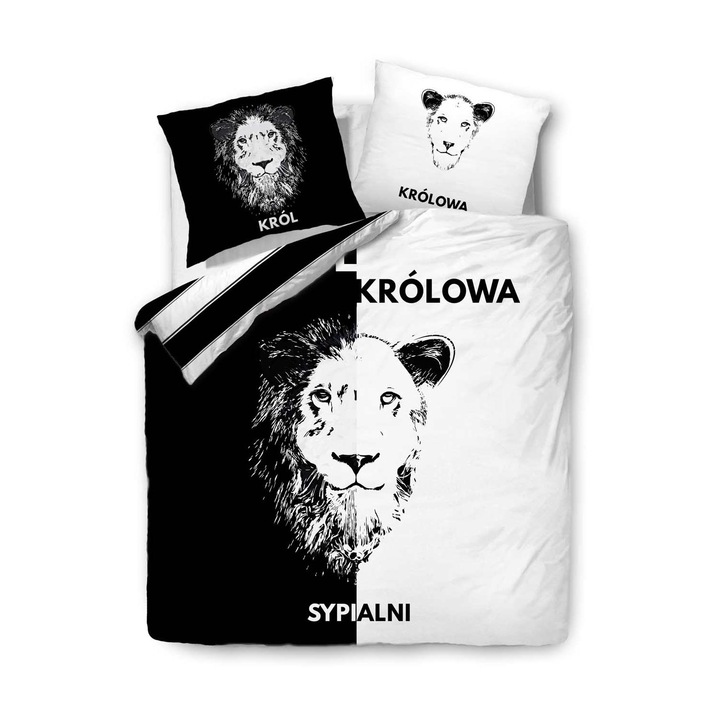 Darymex ágynemű szett, pamut, 160x200 cm, 70x80 cm, fehér/fekete