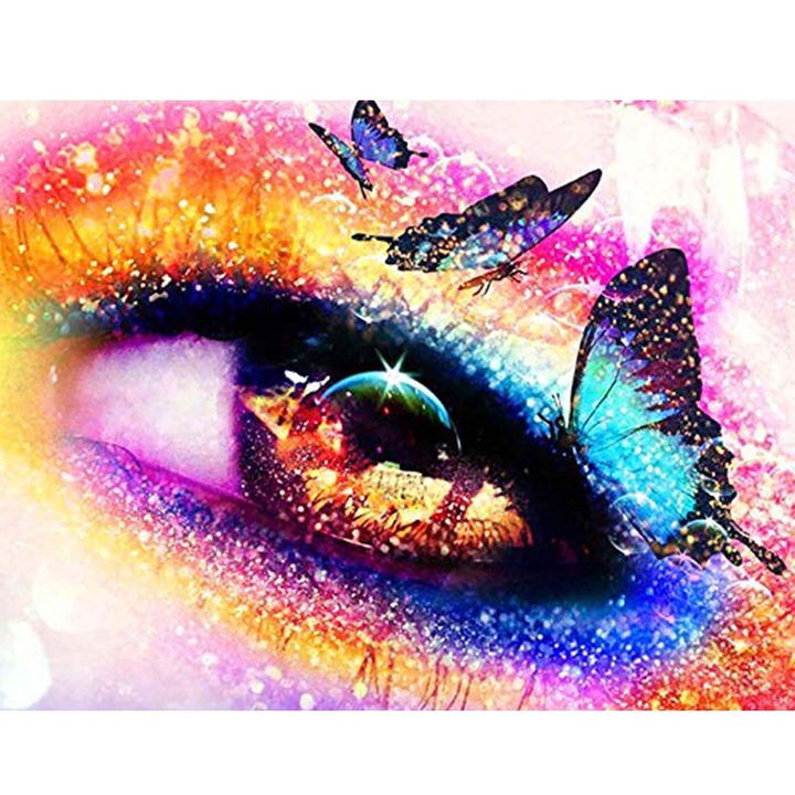 Kit pictura cu diamante 5D, Model Lacrimi De Fluture, 30 x 40cm, Multicolor