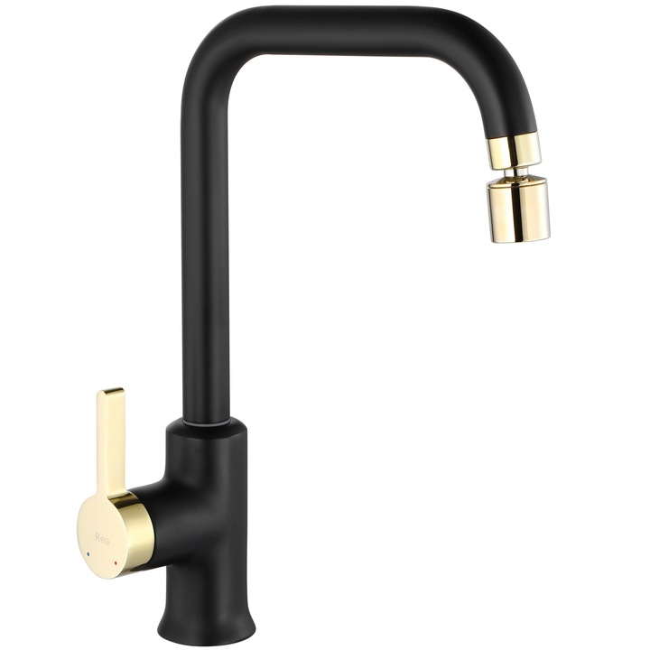 Смесител за мивка Rea Polo Black Gold, Черен, За кухня