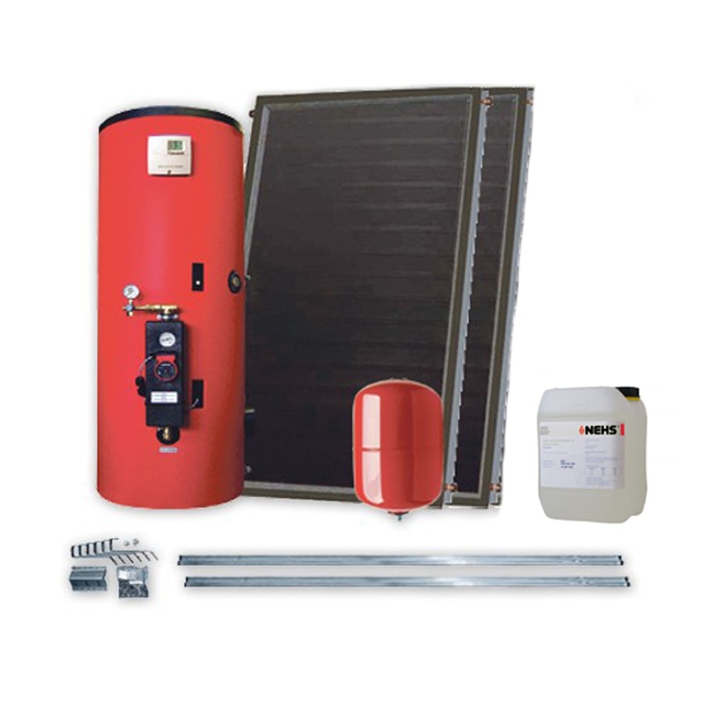 Kit solar cu 2 panouri Idella Family Standard IFST 2.05 mp cu boiler solar Solarbag 300.2