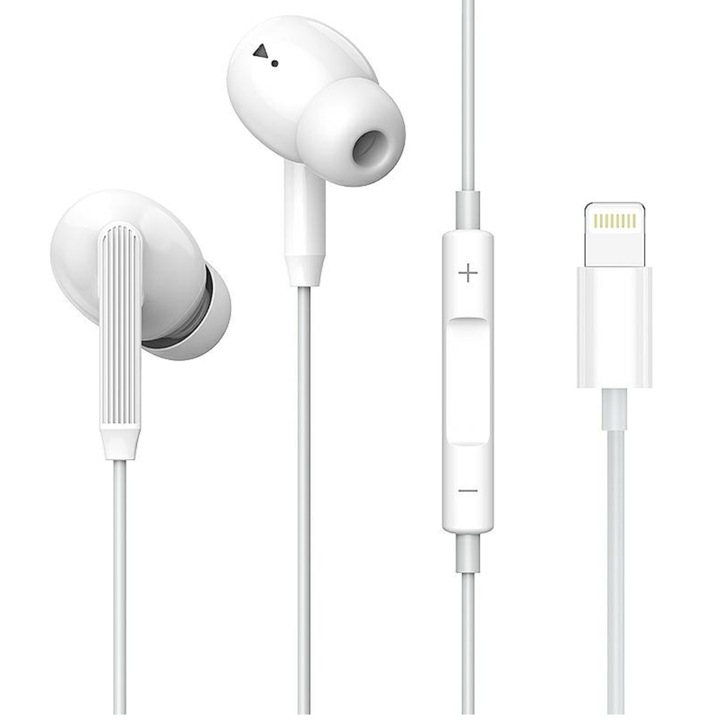 Слушалки за iPhone, Lightning конектор, микрофон и контрол на звука, бели, ATX-BBL3918