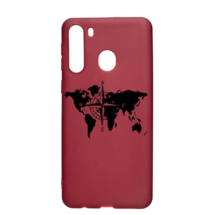 Husa Silicon Compatibila cu Samsung Galaxy A21, Traveler, rezistenta la uzura, anti-alunecare, Pomegranate, PG735