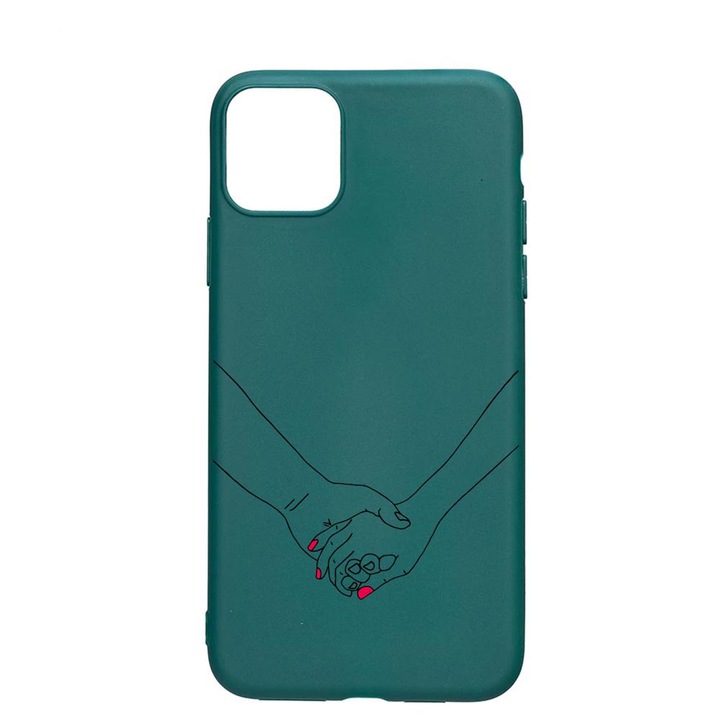 Husa Silicon Compatibila cu Apple iPhone 11 Pro Max, Love, rezistenta la uzura, anti-alunecare, ForestGreen, FG744