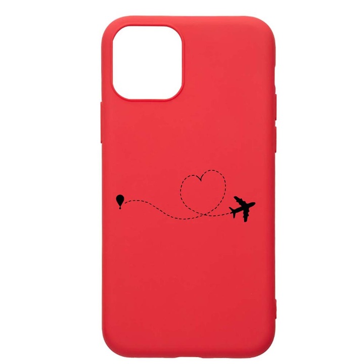 Husa Silicon Compatibila Cu Apple iPhone 12 Pro Max, Love To Travel, rezistenta la uzura, anti-alunecare, Red, R746