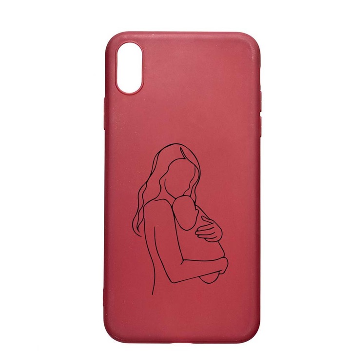 Husa Silicon Compatibila cu Apple iPhone XS Max, Mother Love, rezistenta la uzura, anti-alunecare, Pomegranate, PG747