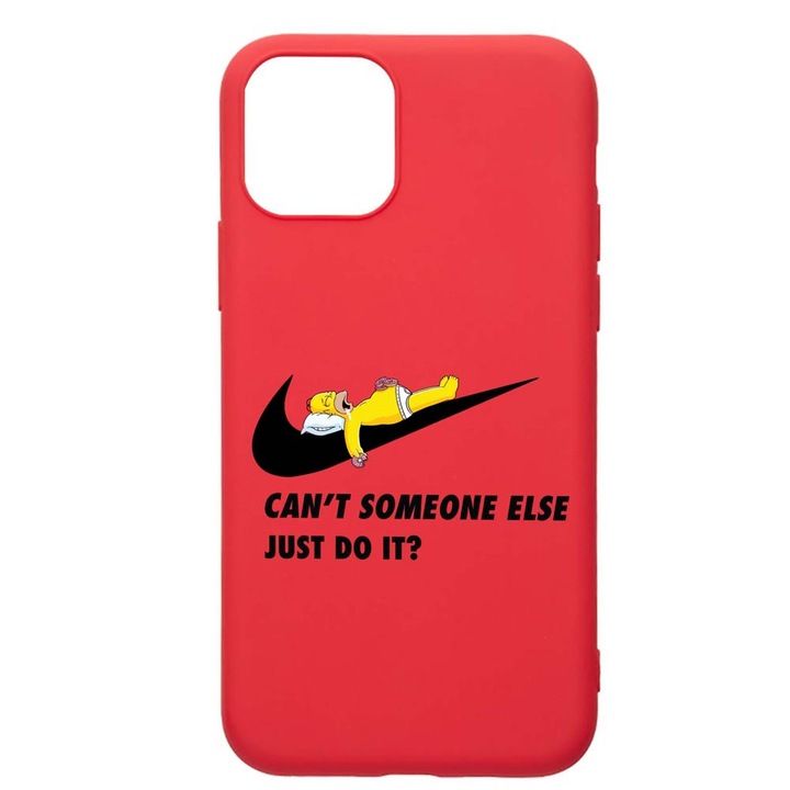 Husa Silicon Compatibila Cu Apple iPhone 12 Max, Simpson - Just Do It, rezistenta la uzura, anti-alunecare, Red, R751