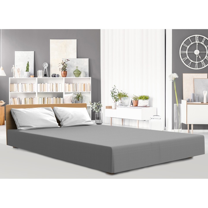 Чаршаф с ластик, Darymex, Джърси, 220x200 см, Сив