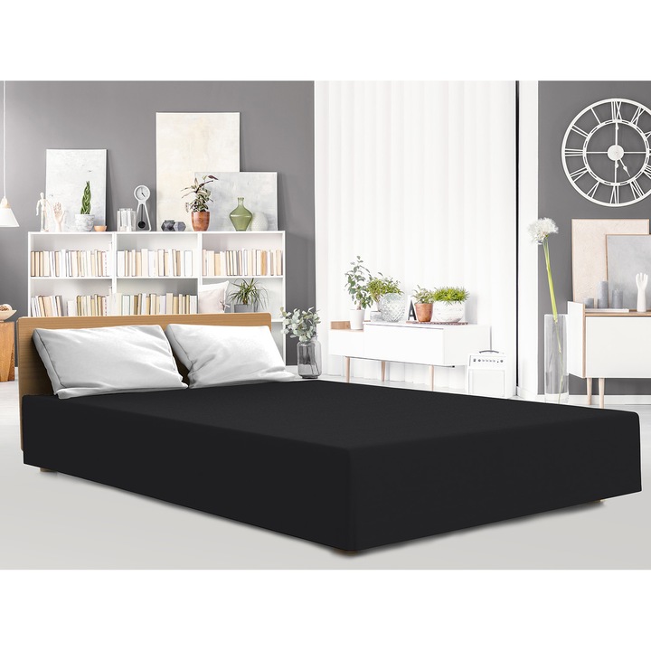 Чаршаф с еластично трико, Darymex, 90x200 см, Черен